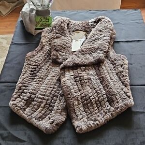 bagatelle Heritage Taupe Plush Faux Fur Vest